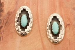 Genuine Campitos Turquoise Sterling Silver Post Earrings